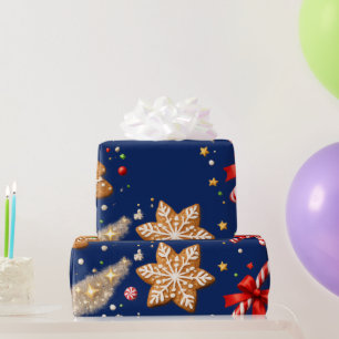 Papel De Presente Biscoitos de Gengibre e Listras de Açúcar