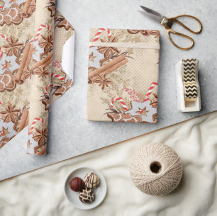 Papel De Presente Biscoitos de Gengibre em Aquarela Natal