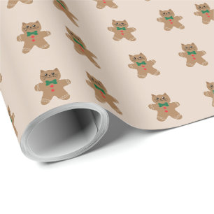 Papel De Presente Biscoitos de Gengibre em Forma de Gato Adoráveis
