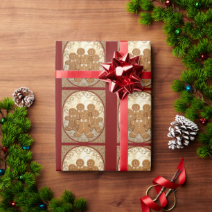 Papel De Presente Biscoitos de Gengibre Natal Art Nouveau