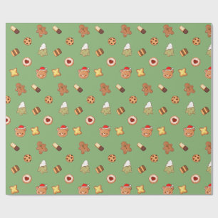 Papel De Presente Biscoitos de Natal Adoráveis Feliz Férias Biscoito