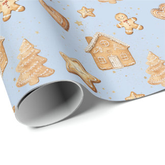 Papel De Presente Biscoitos de Natal de Gengibre Azul Claro