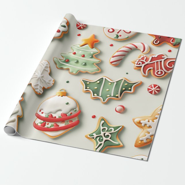 Papel De Presente Biscoitos de Natal e Confeitos (Desenrolado)