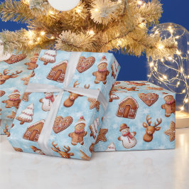 Papel De Presente Biscoitos de pão-de-gengibre Natal