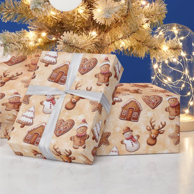 Papel De Presente Biscoitos de pão-de-gengibre Natal (Feriados)