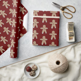 Papel De Presente Biscoitos de Pão-de-Pão Vermelho de Natal