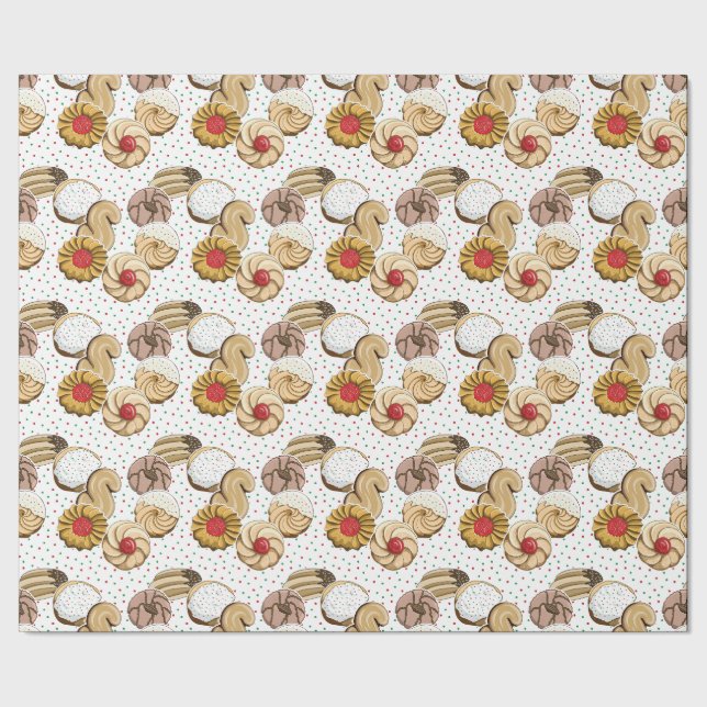 Papel De Presente Biscoitos Italianos Fofos de Feriado (Barra)