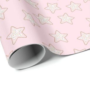 Papel De Presente Biscoitos Rosa com Glacê e Confeitos
