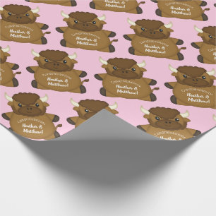 Papel De Presente Bison Buffalo Chá de fraldas Rosa