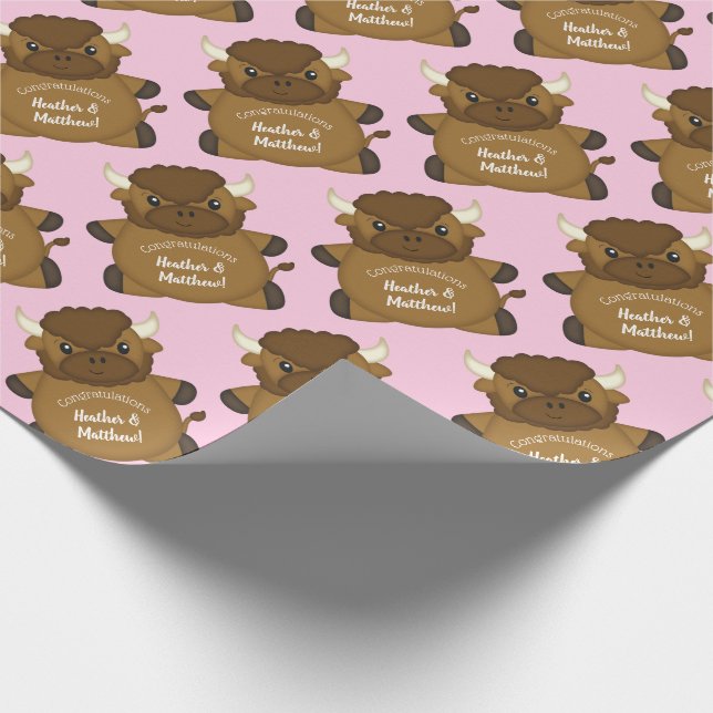 Papel De Presente Bison Buffalo Chá de fraldas Rosa (Ponta)