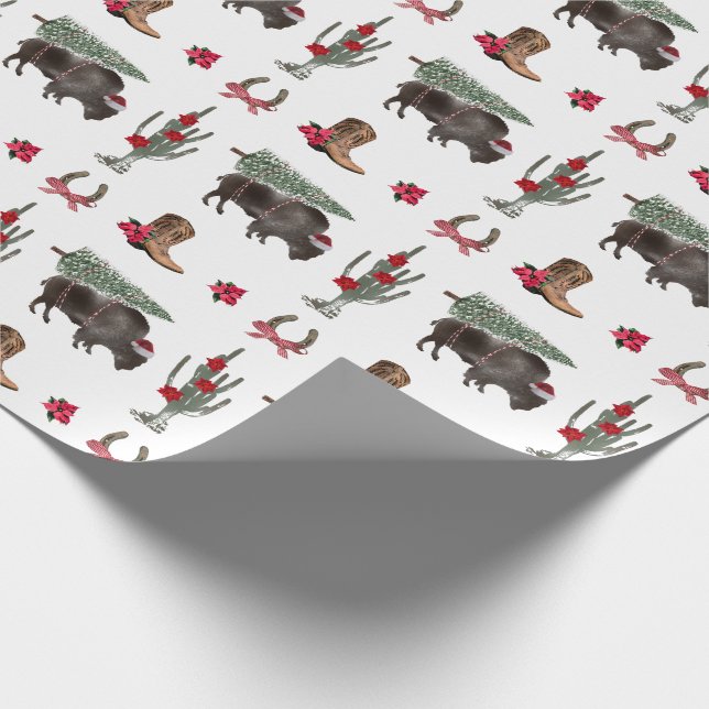 Papel De Presente Bison Christmas Tree Ranch Wild West Christmas Wra (Ponta)