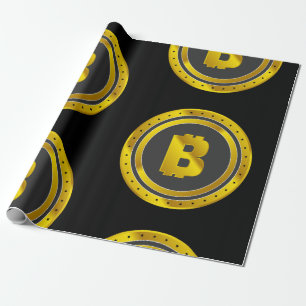 Papel De Presente Bitcoin dourado