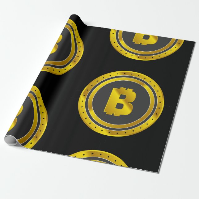 Papel De Presente Bitcoin dourado (Desenrolado)