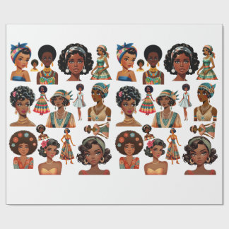 Papel De Presente Black African Woman Fashion art 20s to 70s Eras