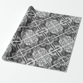 Papel De Presente Black And White Floral Patterned Drawing