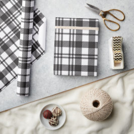 Papel De Presente Black and White Plaid 