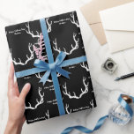 Papel De Presente Black and White Rustic Antlers Custom Message<br><div class="desc">Black and White Rustic Deer Antlers Custom Message Happy Father's Day, Merry Christmas, Happy Holidays, Happy Anniversary, Happy Birthday Day, or any old reason you might have to celebrate that old stag of a guy in your life. Rustic Deer Antler Wrapping Paper for Boys and Men of all ages for...</div>