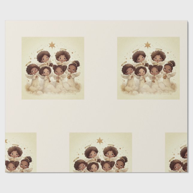 Papel De Presente Black Angel Christmas Choir Wrapping Paper 1 (Aberto)