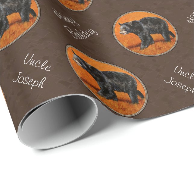 Papel De Presente Black Bear Autumn Earth Brown (Ponta do rolo)