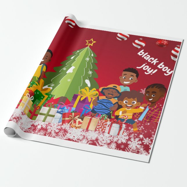 Papel De Presente Black Boy Joy Christmas (Desenrolado)