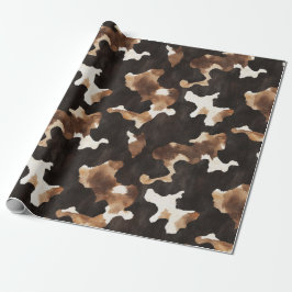 Papel De Presente Black Brown Cream Cow Print Birthday