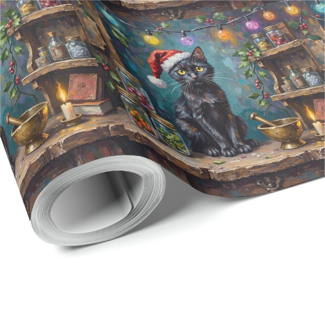 Papel De Presente Black Cat Christmas Apothecary Magic (Ponta do rolo)