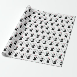 Papel De Presente Black Cat Love Hearts