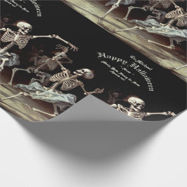 Papel De Presente Black Death Dancing Skeletons Halloween