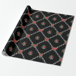 Papel De Presente Black Floral and Lattice Sweet Valentine