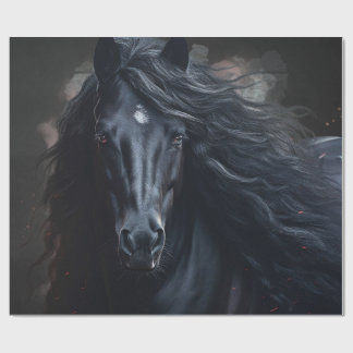 Papel De Presente Black Friesian Horse