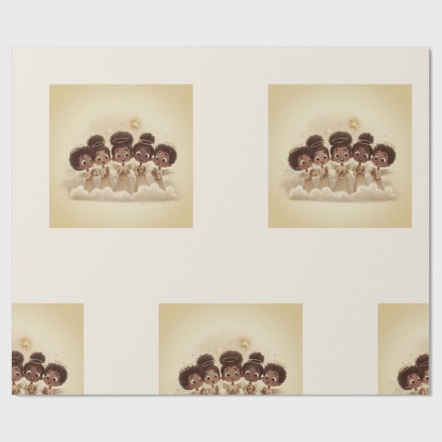 Papel De Presente Black Girl Angel Christmas Choir Wrapping Paper 2 (Aberto)