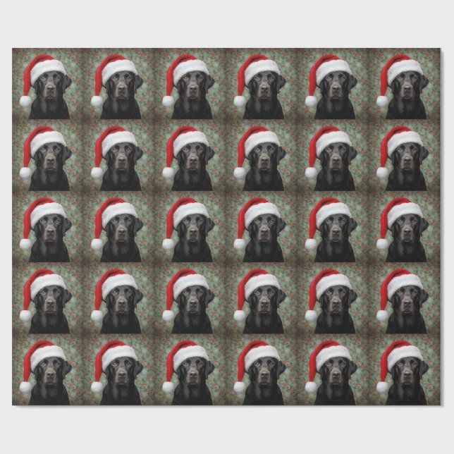 Papel De Presente Black lab christmas gift wrap (Aberto)