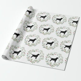 Papel De Presente Black Labrador Christmas Wreath Retriever Dog