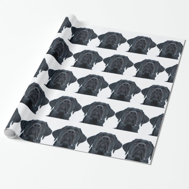 Papel De Presente Black Labrador Facing (Desenrolado)