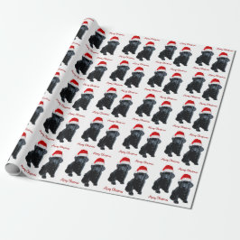 Papel De Presente Black Labrador Feliz Natal Cachorro de Papais noei