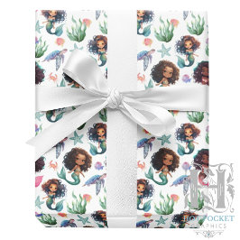 Papel De Presente Black Mermaid Wrapping Paper in White