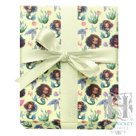 Papel De Presente Black Mermaid Wrapping Paper in Yellow