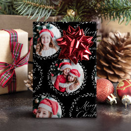 Papel De Presente Black Moderno Script Feliz Natal Família 6 foto