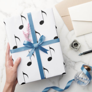 Papel De Presente Black Music Notes On White