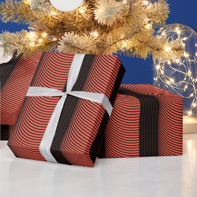 Papel De Presente Black Orange Stripes Halloween Dia de Ação de Graç (Feriados)