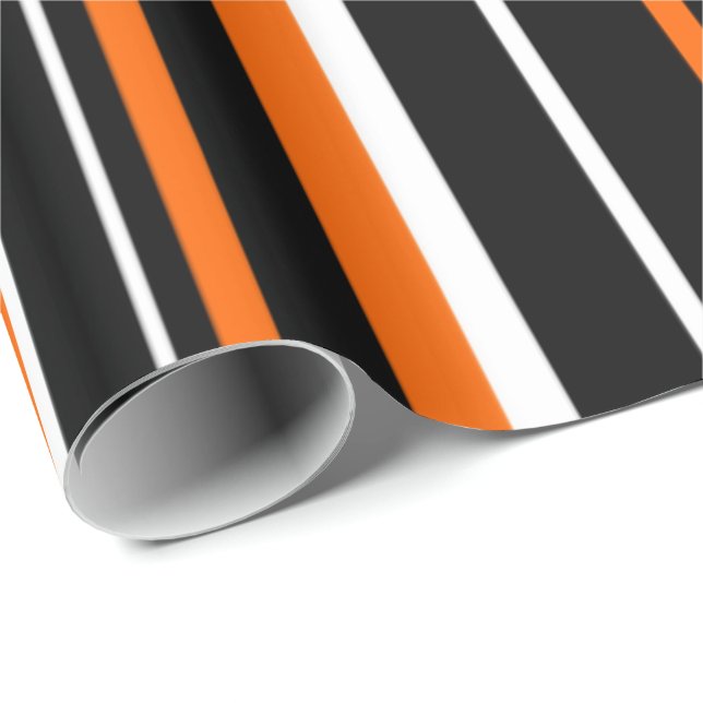 Papel De Presente Black, Orange, White Barcode Stripe (Ponta do rolo)