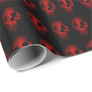 Papel De Presente Black & Red Skull Fantasy Art Heavy Metal Rock