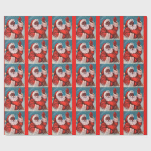 Papel De Presente Black Santa Claus Molhando Papel Africano American