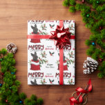 Papel De Presente Black Scottish Terrier Dog Christmas Gift Bag<br><div class="desc">O padrão repetido neste belo papel de embrulho de Natal é uma imagem de um adorável cão Terrier escocês espiando-se de um saco de presentes de Natal. Atrás dele está um sorvedouro de bagas sagradas e vermelhas. Um pássaro toucinho vermelho e preto está prestes a pousar. O texto da xadrez...</div>