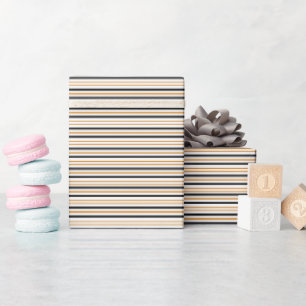 Papel De Presente Black & Terracotta Stripes Elegante Moderno Aniver