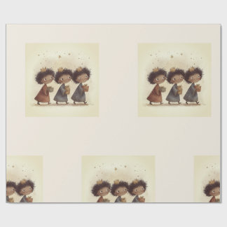 Papel De Presente Black Three Wise Men Nativity Wrapping Paper 1