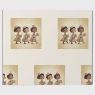 Papel De Presente Black Three Wise Men Nativity Wrapping Paper 2