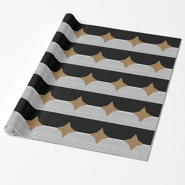 Papel De Presente Black White Colorblock e Brown Diamond (Desenrolado)