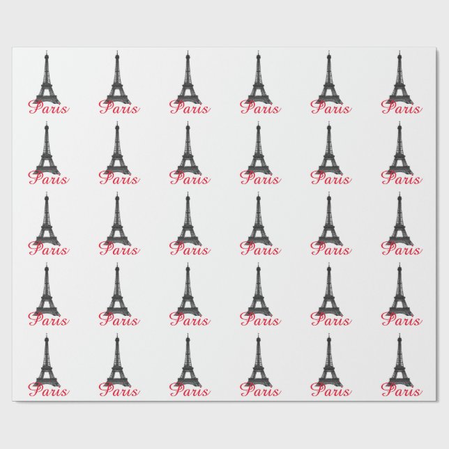 Papel De Presente Black White Eiffel Tower Paris Love City Viagem (Aberto)