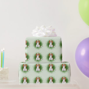 Papel De Presente Blenheim Cavalier King Charles Spaniel Em Verde